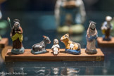 <center>Exposition de crèches en 2017.</center>Planche de 5 santons : Saint-Joseph, Âne, Enfant-Jésus, Bœuf, Vierge 1918
Santonnier : Madame Robert Guinde